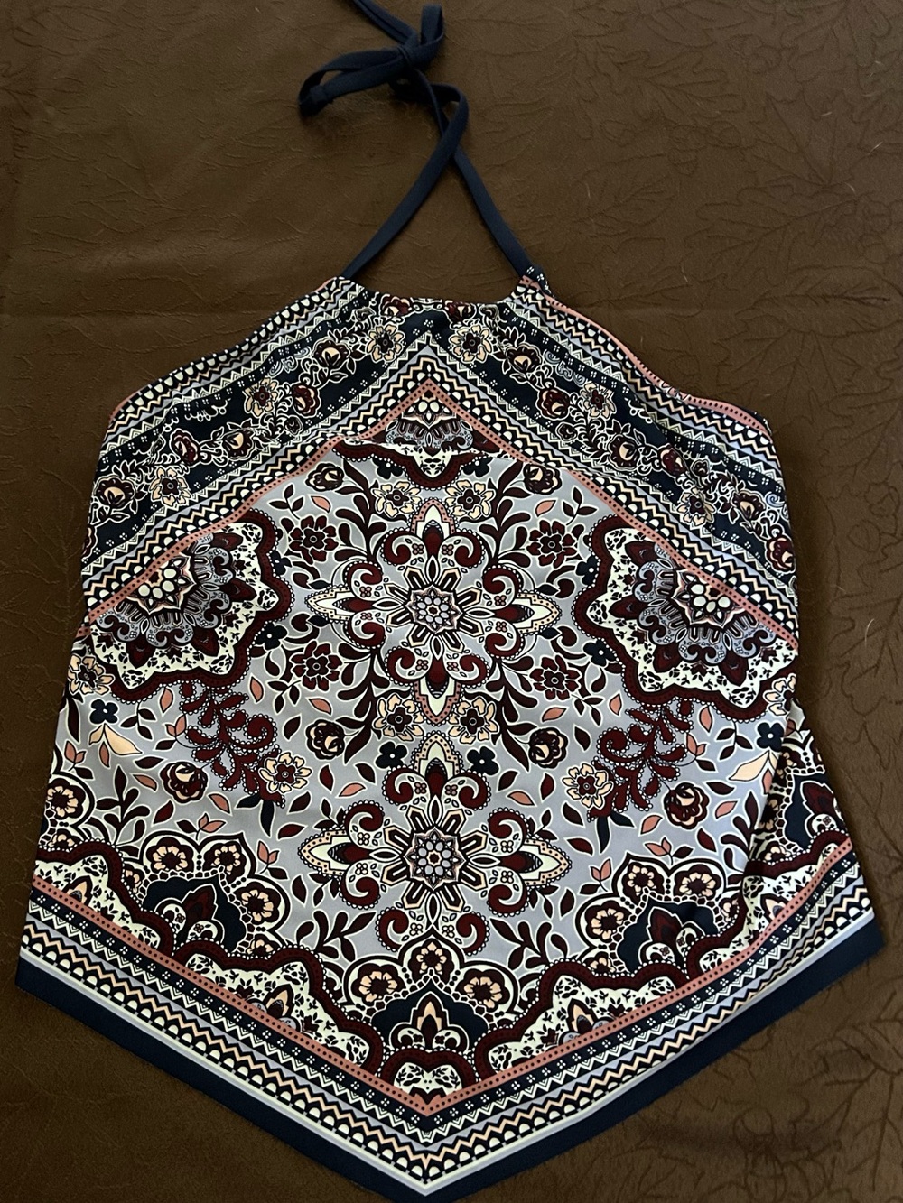 Women’s Halter Neck Printed Tank Top in Multi-Color Size M